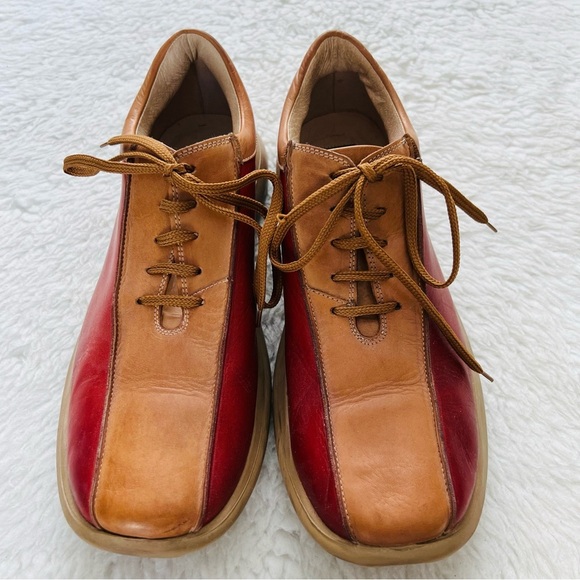 Reaction Kenneth Cole 2 Tone Red/Brown Leather Lace Up Chunky Shoes Size 9.5 M - Picture 8 of 12